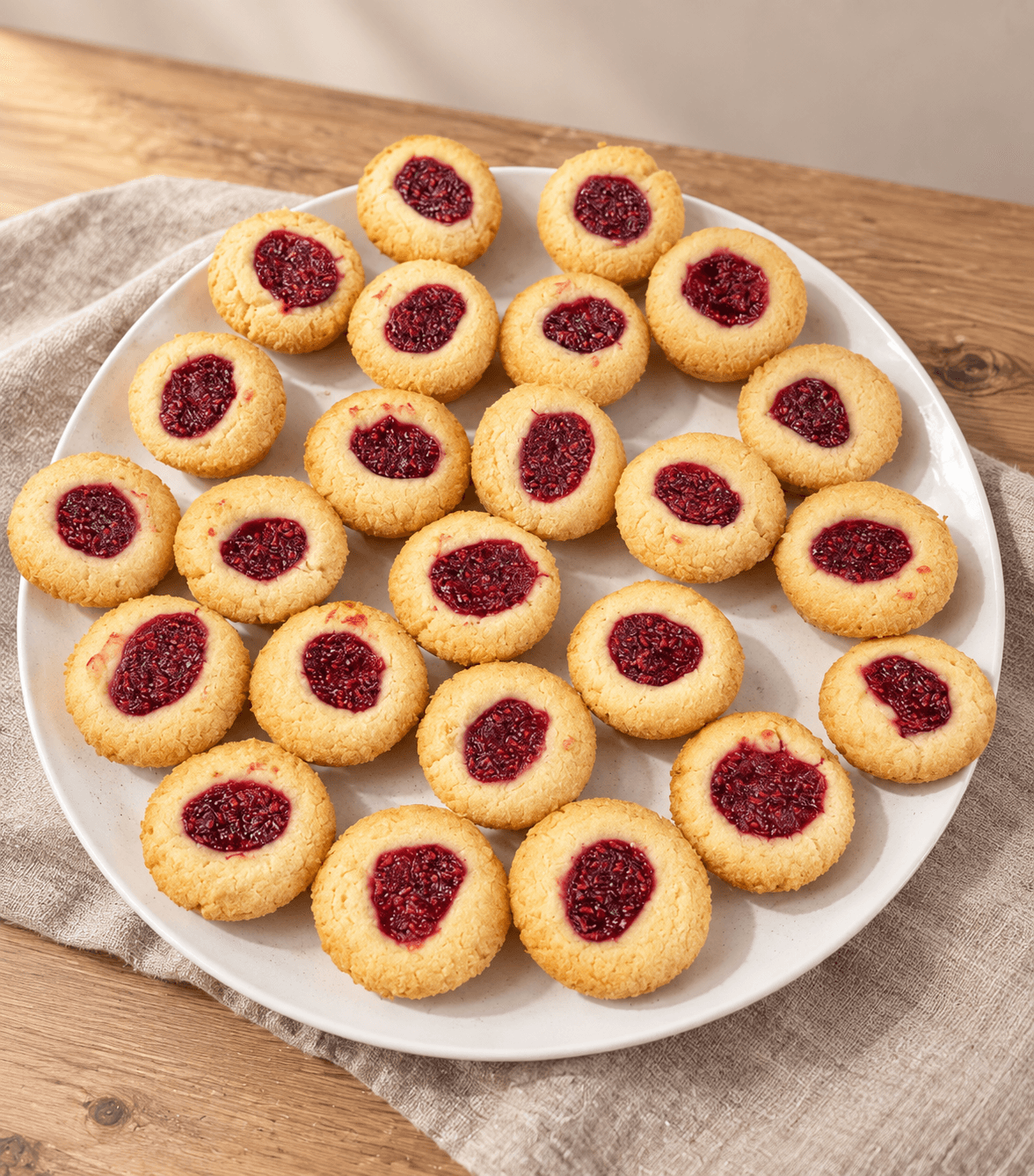 Homemade hallongrottor filled with raspberry jam