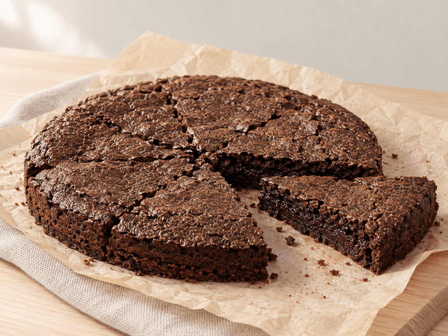 Swedish kladdkaka with a dense chocolate centre and crackled top